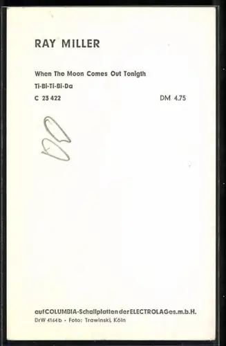 AK Musiker Ray Miller mit Pfeife, Autograph