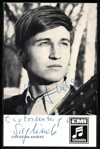 AK Musiker Christian Anders mit Gitarre, Autograph