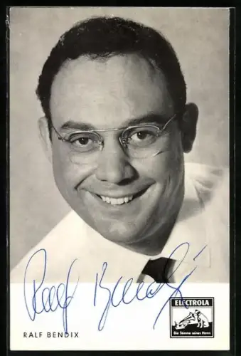 AK Musiker Ralf Bendix mit Brille, Autograph