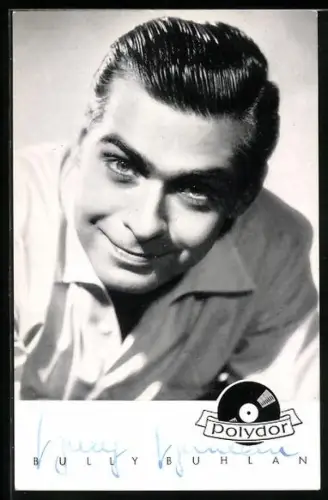 AK Musiker Bully Buhlan im weissen Hemd, Autograph