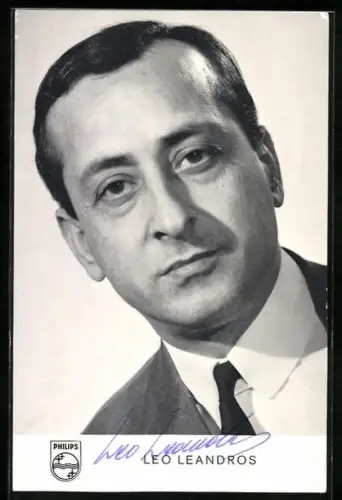 AK Musiker Leo Leandros in Anzug und Krawatte, Autograph