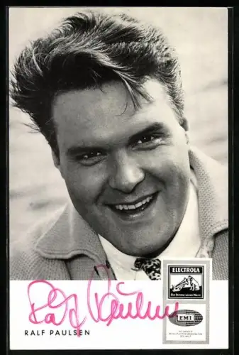 AK Musiker Ralf Paulsen lachend im Porträt, Autograph