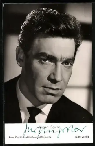 AK Musiker Jürgen Goslar in Anzug und Krawatte, Autograph