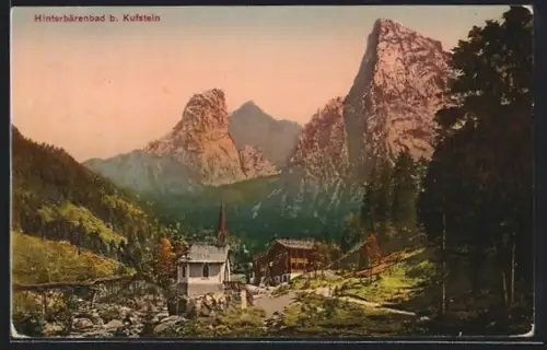 AK Hinterbärenbad b. Kufstein, Tal mit Kirche