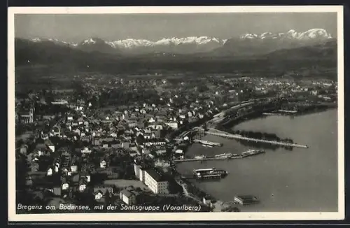 AK Bregenz am Bodensee, Panorama mit der Säntisgruppe