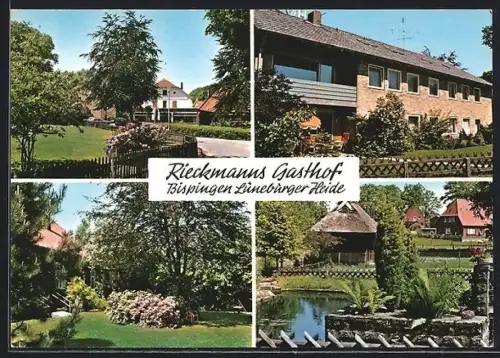 AK Bispingen /Lüneburger Heide, Rieckmanns Gasthof, Garten, Café am Brunnen