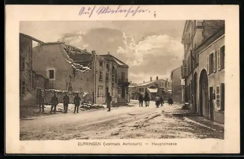 AK Elfringen, Zerstörte Häuser in der Hauptstrasse