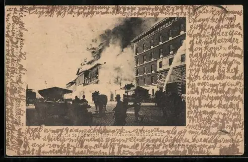 AK Anvers, Incendie de l`Entrepot Royal d`Anvers, 5 Juin 1901