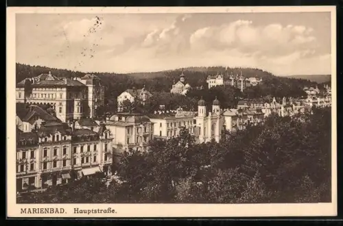 AK Marienbad, Hauptstrasse mit Synagoge