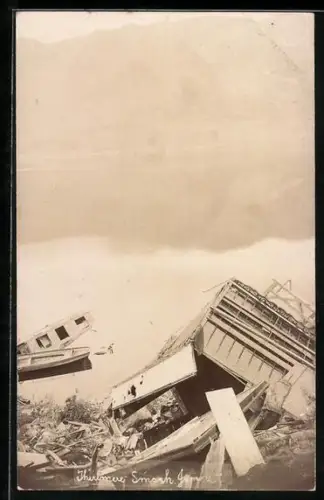 Foto-AK Thirlmere, Destroyed buildings