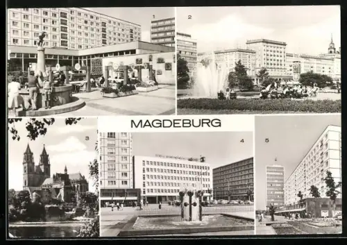 AK Magdeburg, Am Eulenspiegelbrunnen, WIlhelm-Pieck-Allee, Dom