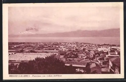 AK Reggio Calabria, Panorama con veduta dell` Etna