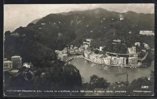 AK Portofino, Panorama con veduta di S. Giorgio