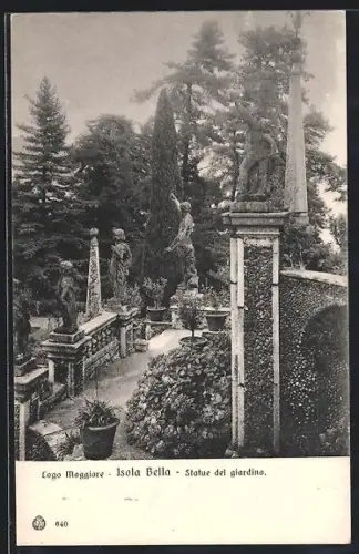 AK Isola Bella /Lago Maggiore, Statue del giardino