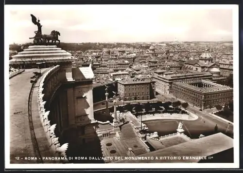 AK Roma, Panorama di Roma dall`alto del Monumento a Vittorio Emanuele II.