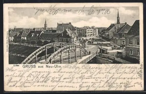 AK Neu-Ulm, Brücke, Stadtansicht, Kirche