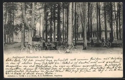 AK Siebentisch b. Augsburg, Ausflugsort, Biergarten, Waldrestaurant