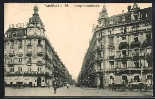 AK Frankfurt a. M., Kronprinzenstrasse, Hotel Bristol, Hotel de Russie