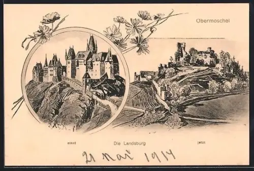 AK Obermoschel, Die Landsburg und ihre Ruinen