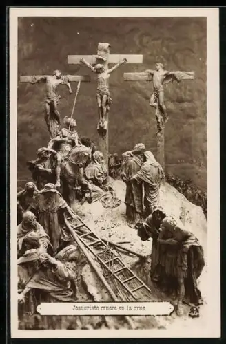 Künstler-AK Domenico Mastroianni: Jesus Christus stirbt durch Longinus und die Heilige Lanze am Kreuz