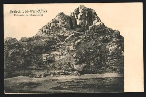 AK Khangebirge /Deutsch Süd-West-Afrika, Felspartie im Khangebirge