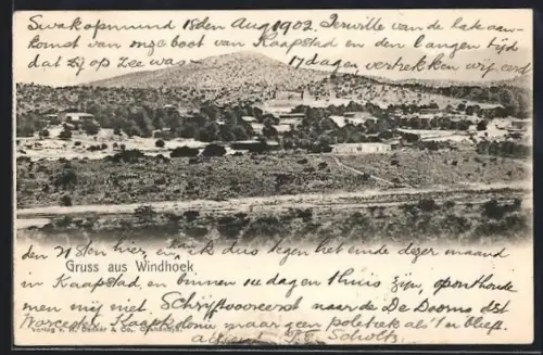AK Windhoek, Ortsansicht gegen die Anhöhen