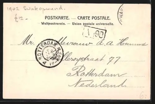 AK Windhoek, Ortsansicht gegen die Anhöhen