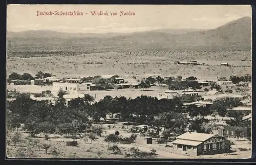 AK Windhuk /Deutsch-Südwestafrika, Ortsansicht aus der Vogelschau von Norden aus gesehen
