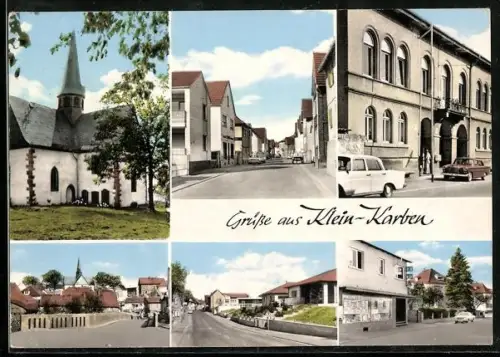 AK Klein-Karben, Kirche, Strassenansicht mit Autos