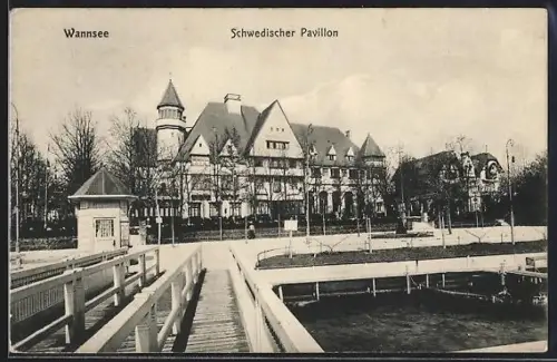 AK Berlin-Wannsee, Frontalansicht des Schwedischen Pavillons