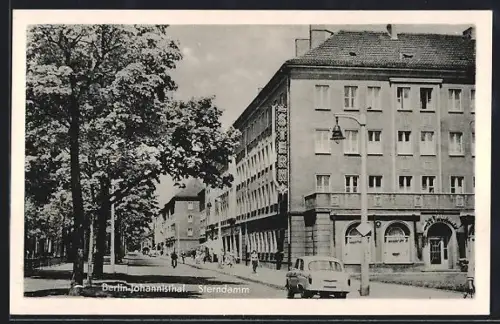 AK Berlin-Johannisthal, Partie am Sterndamm mit Restaurant und Grünanlagen
