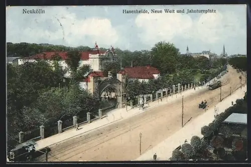 AK Berlin-Neukölln, Hasenheide, Neue Welt und Jahnturnplatz