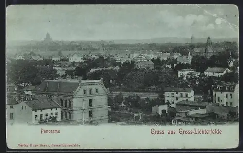 Mondschein-AK Berlin-Gross-Lichterfelde, Panorama des Ortes