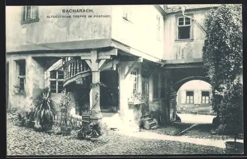 AK Bacharach, Altdeutsche Treppe im Posthof