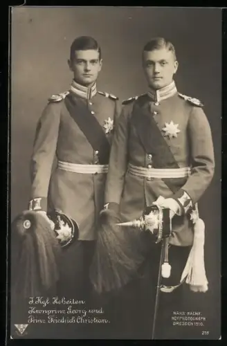 Foto-AK Walter Hahn, Nachfolger: Kronprinz Georg und Prinz Friedrich Christian