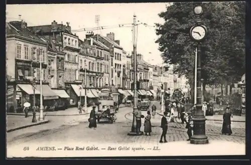 AK Amiens, Place Rene Goblet, Strassenbahn