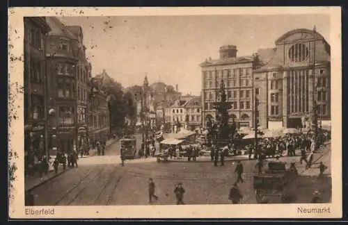 AK Elberfeld, Partie am Neumarkt mit Strassenbahn