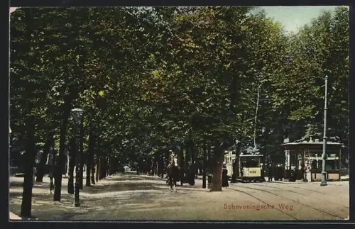 AK Den Haag, Scheveningsche Weg mit Strassenbahn