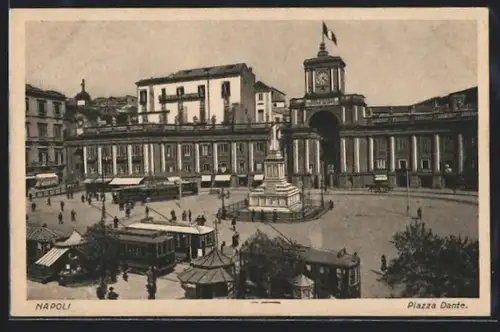 AK Napoli, Piazza Dante, Strassenbahn