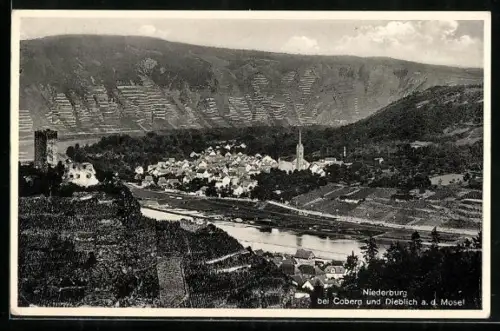 AK Niederburg bei Coberg, Panorama mit Dieblich a. d. Mosel