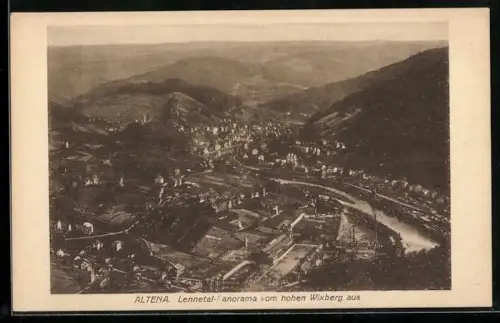 AK Altena, Lennetal-Panorama vom hohen Wixberg aus