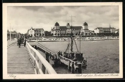 AK Binz, Blick auf das Kurhaus mit Brücke