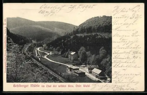 AK Gehlberg /Thür. Wald, Gehlberger Mühle im Tal der wilden Gera