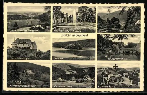 AK Iserlohn im Sauerland, Blick v. Danzturm, Seilersee, Kurhaus Franzosenhohl