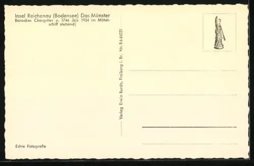 AK Insel Reichenau /Bodensee, Münster, Barockes Chorgitter