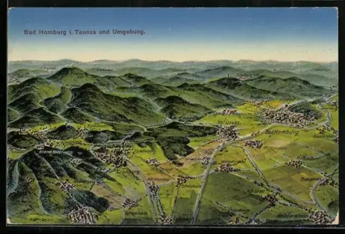 AK Bad Homburg i. Taunus, Panorama der Umgebung