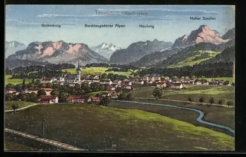 AK Teisendorf /Oberbayern, Untersberg, Berchtesgadener Alpen, Hoher Staufen, Heuberg
