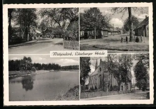 AK Wietzendorf /Lüneburger Heide, Kirche, Dorfstrasse, Teich
