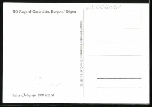 AK Bergen /Rügen, HO Rugard-Gaststätte, Innenansicht
