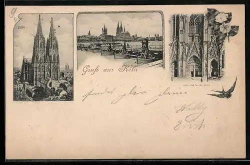 AK Köln, Dom, Domportal, Rheinbrücke